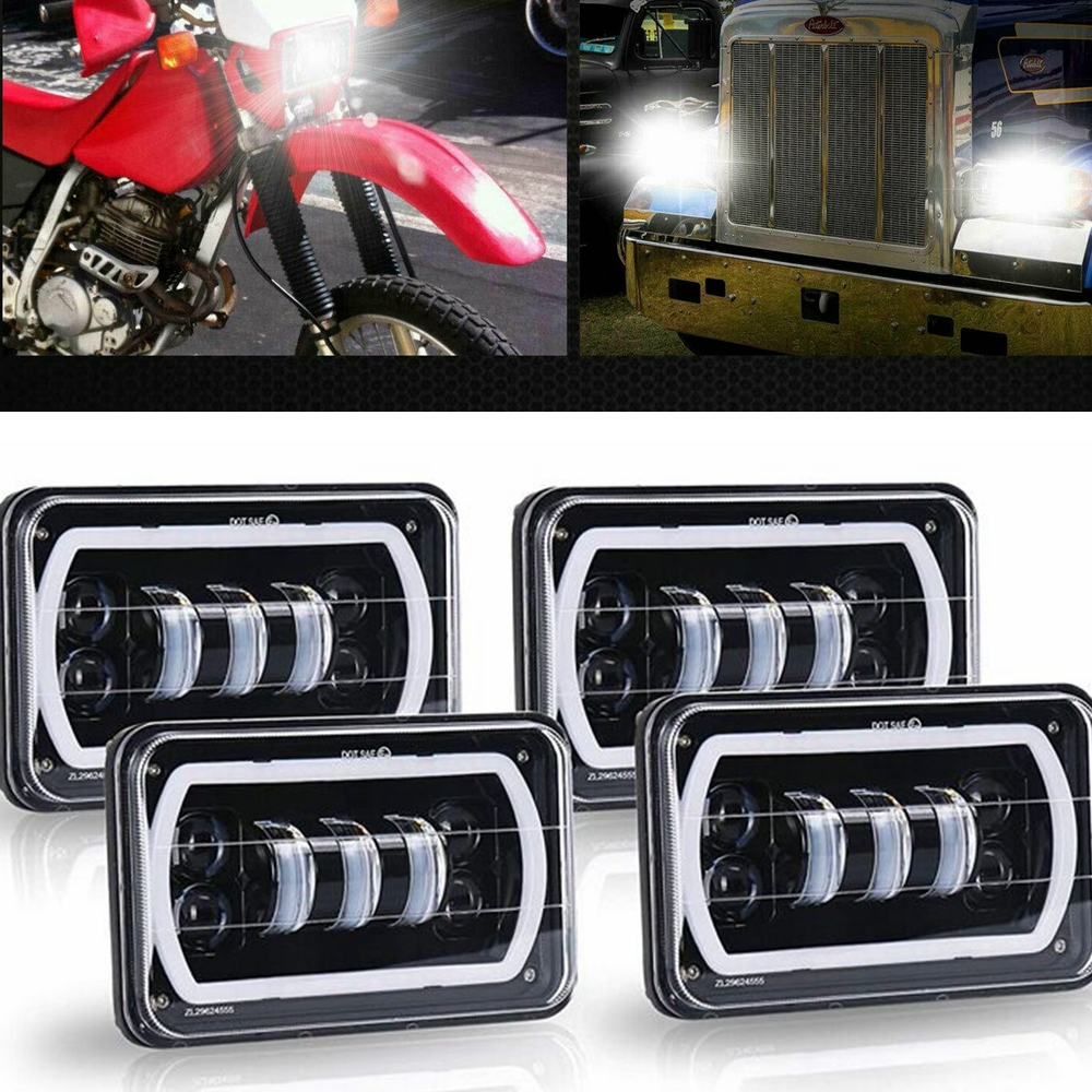4x6" LED Car Truck SUV Motorcycle Headlight With DRL For Honda XR Suzuki DRZ H4651 4x6 Inch H4 Headlamp For Kenworth TOYOTA FORD