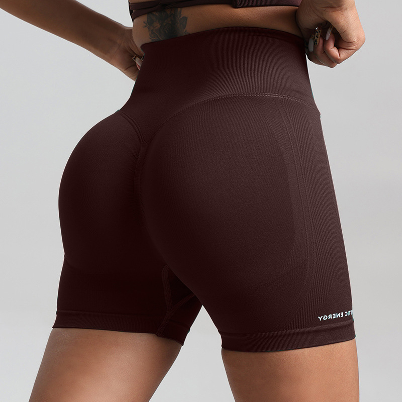 New Seamless Knitted Fitness Pants Women Running Sports Cycling Pants Yoga Clothing Belly Tight Three-point Shorts