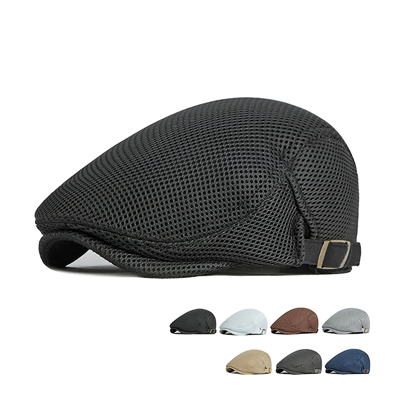 1pc Casual Flat Cap Men's Hats for Men Spring and Summer Sun Hat Wash Old Black Gray Caps