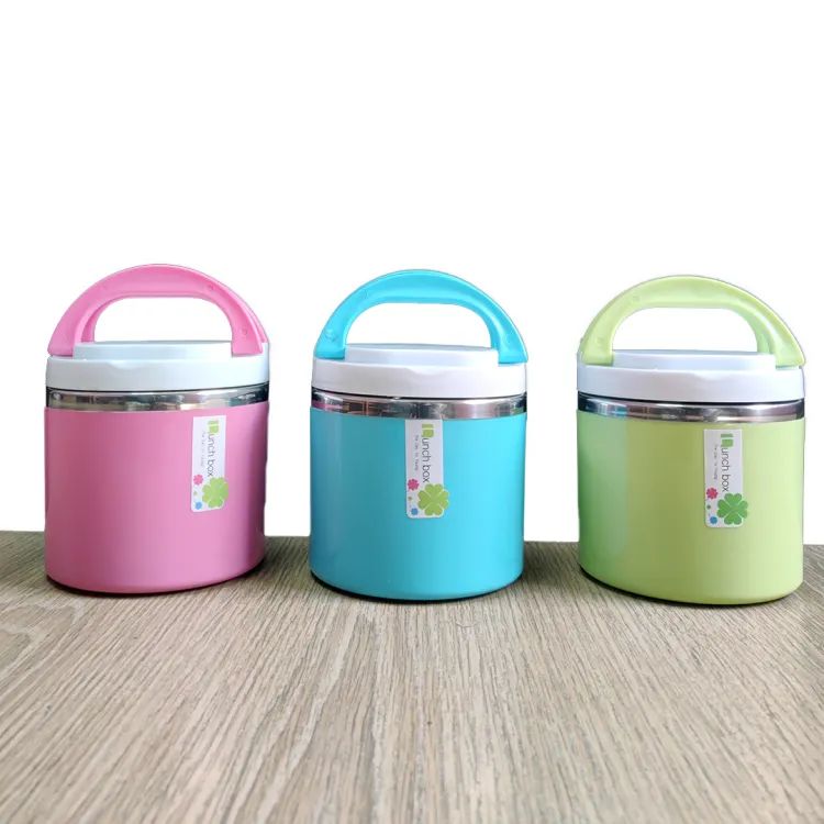 Stainless Steel and Plastic Single Layer Lunch Box