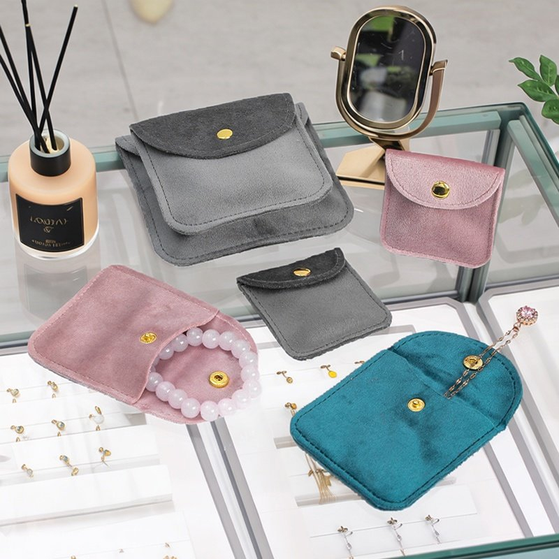 6pcs/lot Velvet Jewelry Storage Bags with Round Corners And Metal Buckles for Rings Bracelets Necklaces - Jewelry Packaging Bags