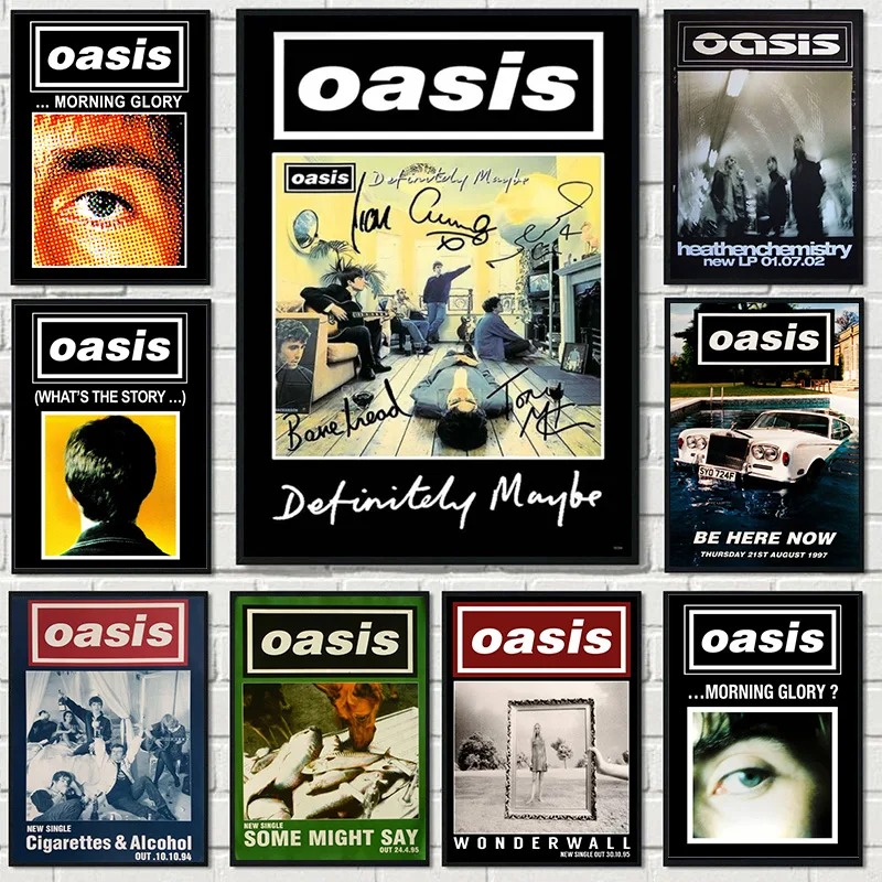 Vintage Oasis Band Hot Music Album Cover Singer Poster and Prints Canvas Painting Wall Art Pictures Bar Home Decor Fans