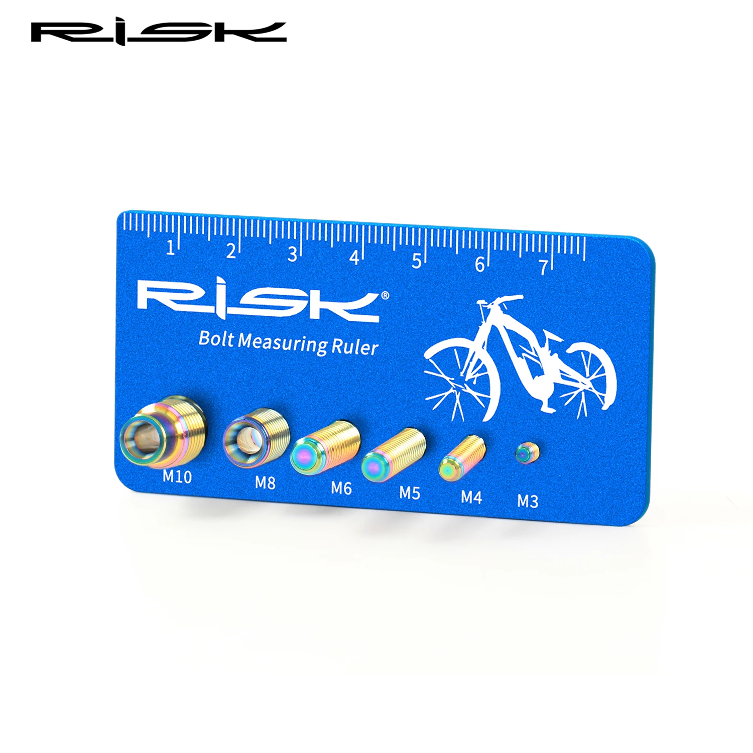 Risk 1pc Bike Screw Measuring Ruler,Aluminum alloy Tool,Bicycle Bolt easuring Caliper,MTB Road Bike Screw Specification Ruler
