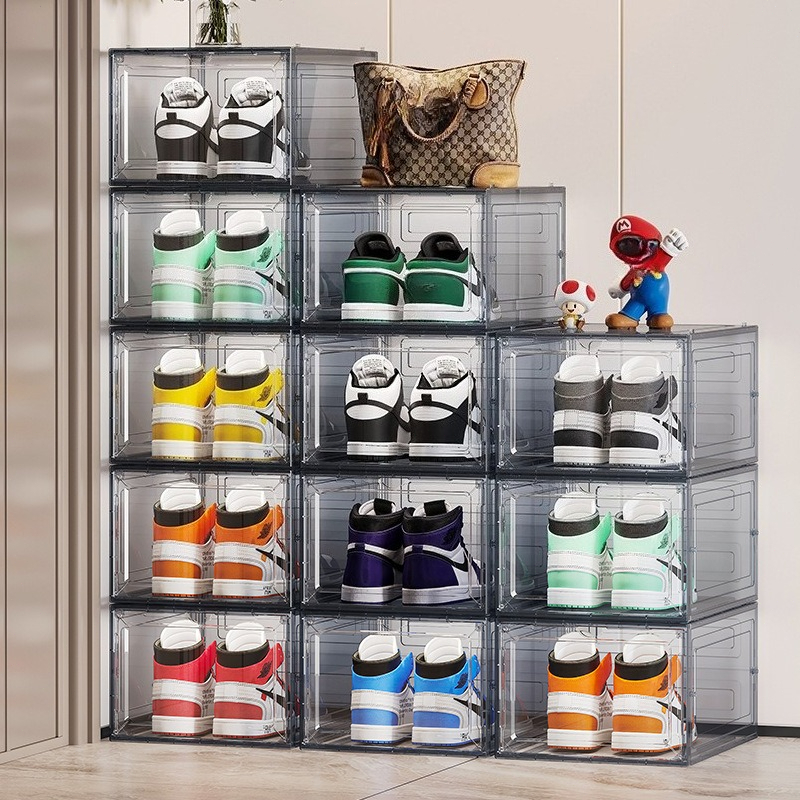 Thick Shoe Box Storage Box, Transparent Shoe Storage Cabinet, Space Saving Plastic Anti Oxidation Folding Shoe Cabinet
