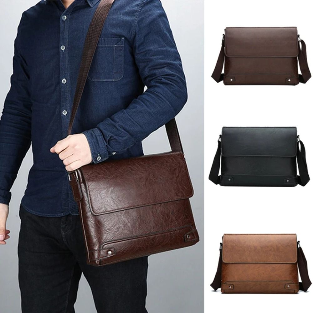 Retro Men Business Briefcase Waterproof Tote Bag Laptop Shoulder Bag Messenger Crossbody Bag Side Designer Computer Bag