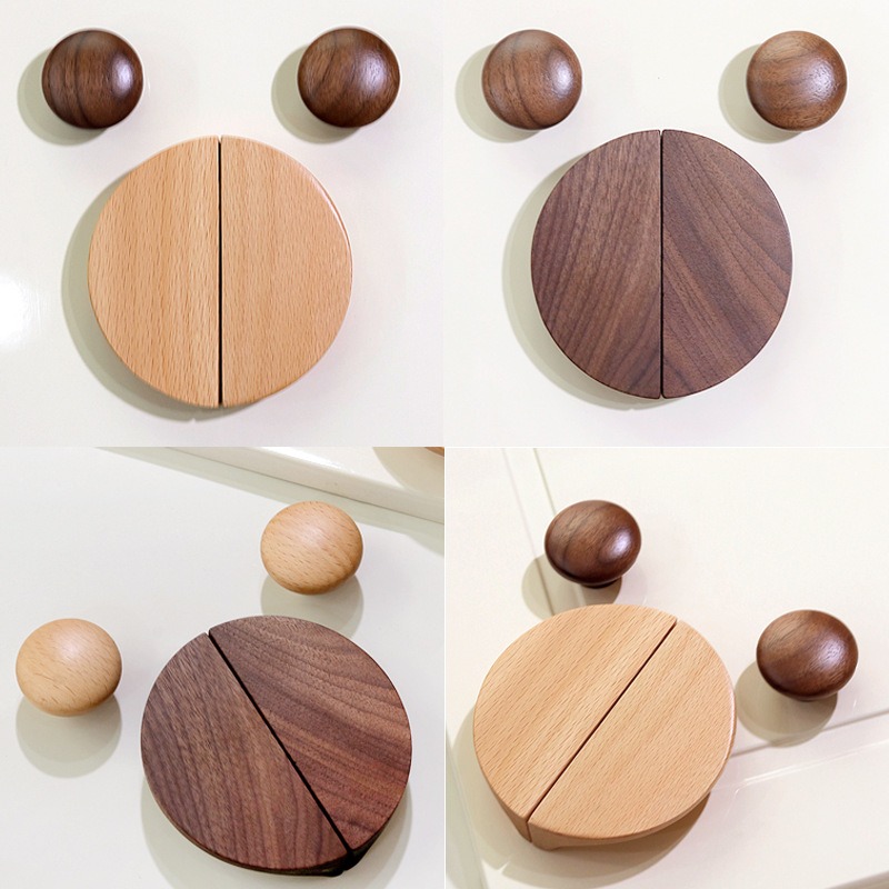 Solid Wood Handle in Natural Wood Color for Children's Room Wardrobe Door, Cabinet Drawer and Cabinet Door Handle