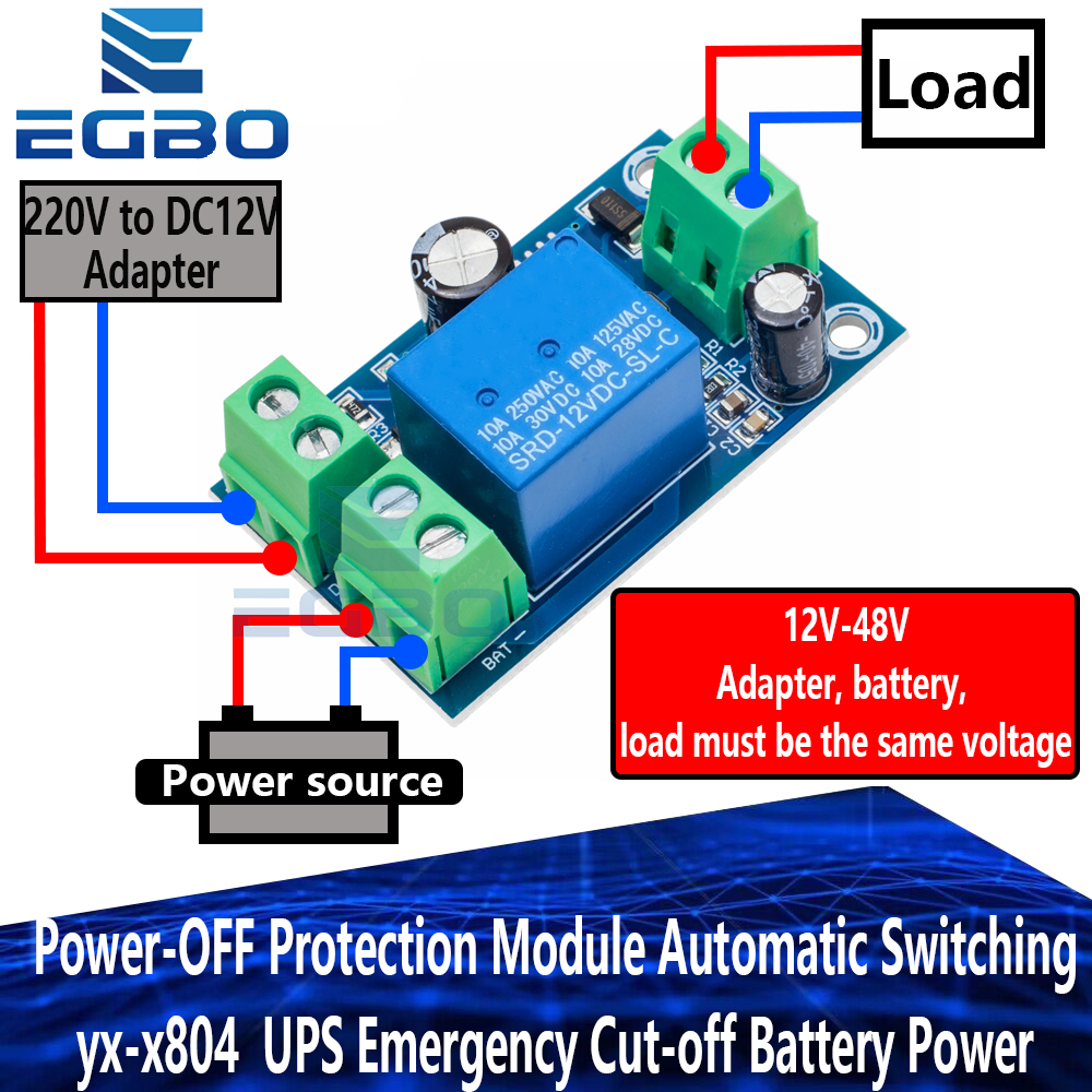 Power-OFF Protection Module Automatic Switching yx-x804 UPS Emergency Cut-off Battery Power Supply 12V to 48V Control Board