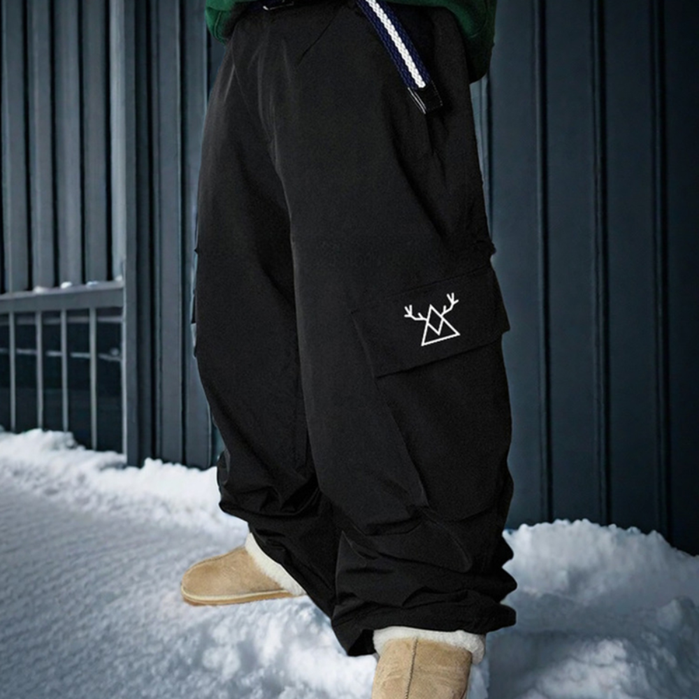 2025 New Loose Snowboard Pants Winter Thermal Breathable Ski Trousers Men Multi Pockets Wide Leg Britches Outdoor Baggy Clothes