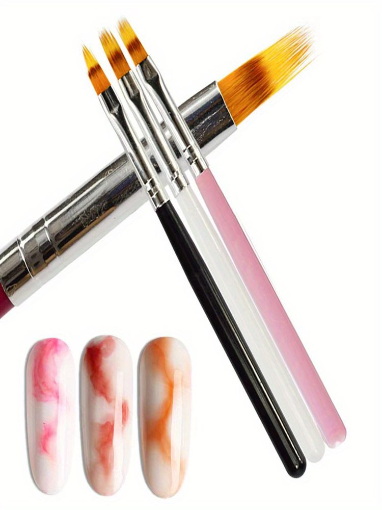 Soft Gradient Nail Brush Drawing Painting Nylon Hair DIY Gradient UV Gel Gradient Bloom Wood Handle Nylon Hair Black White Pink