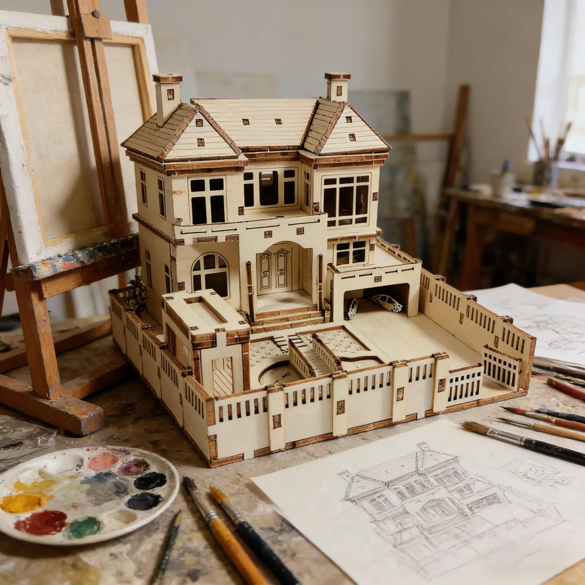 3D Wooden Puzzle Model of a Country Villa - Wooden Educational DIY Assembly Toy - Educational Toy