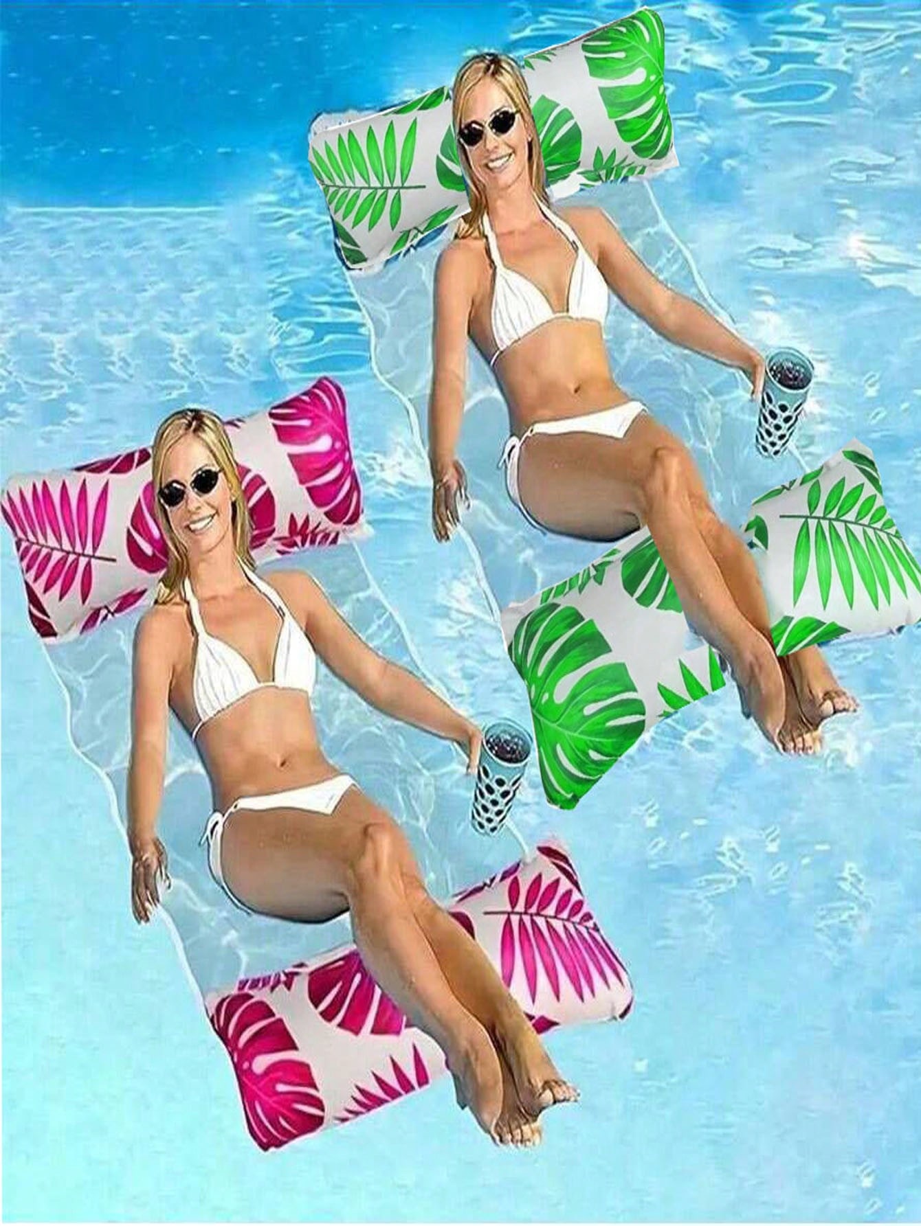 PVC Foldable Water Hammock Summer Inflatable Floating Striped For Swimming Mattress Sea Swim Ring Party Sunbathing Mattres