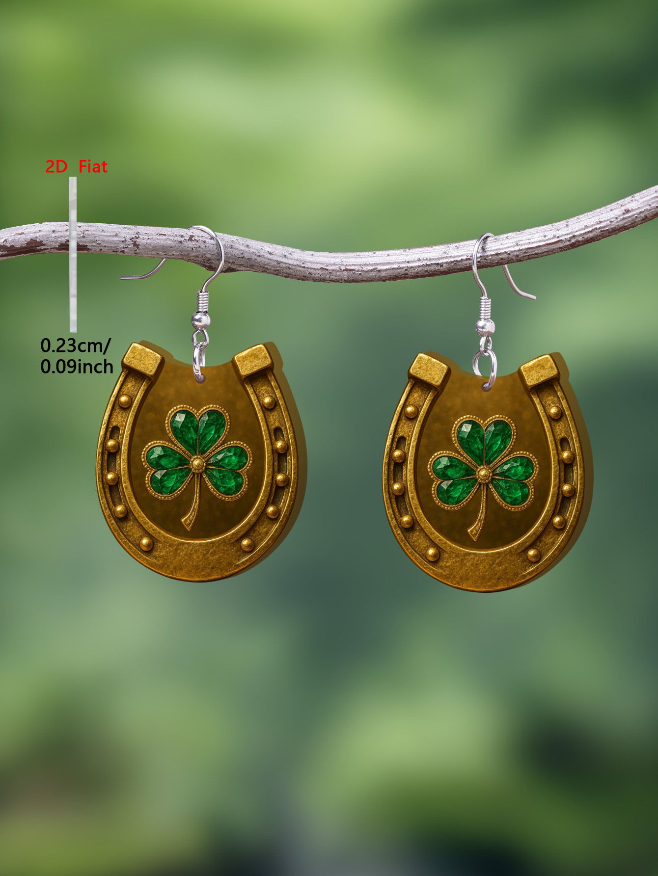 1 Pair of 2D Flat-1Pair Four-Leaf Clover and Horseshoe Pattern Acrylic Pendant Drop Earrings, Vintage Classic Style Jewelry Earrings for Women Suitable for Parties, Vacations, and Daily Wear