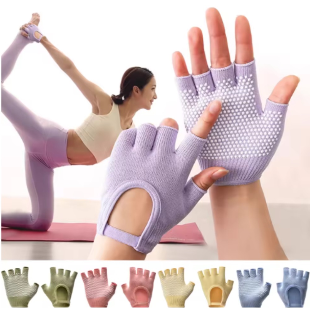 1Pair Half Finger Yoga Antislip Gloves Women Pilates Warm Cycling Gloves Multicolor Yoga Gloves Fitness Aerial Yoga Accessory