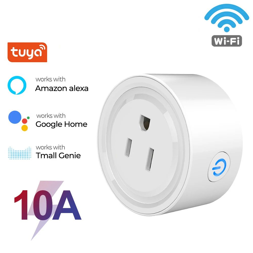 Tuya Smart Wifi Plug US Standard Wireless Outlet 10A Remote Control Smart Home Appliances Work With Alexa Home
