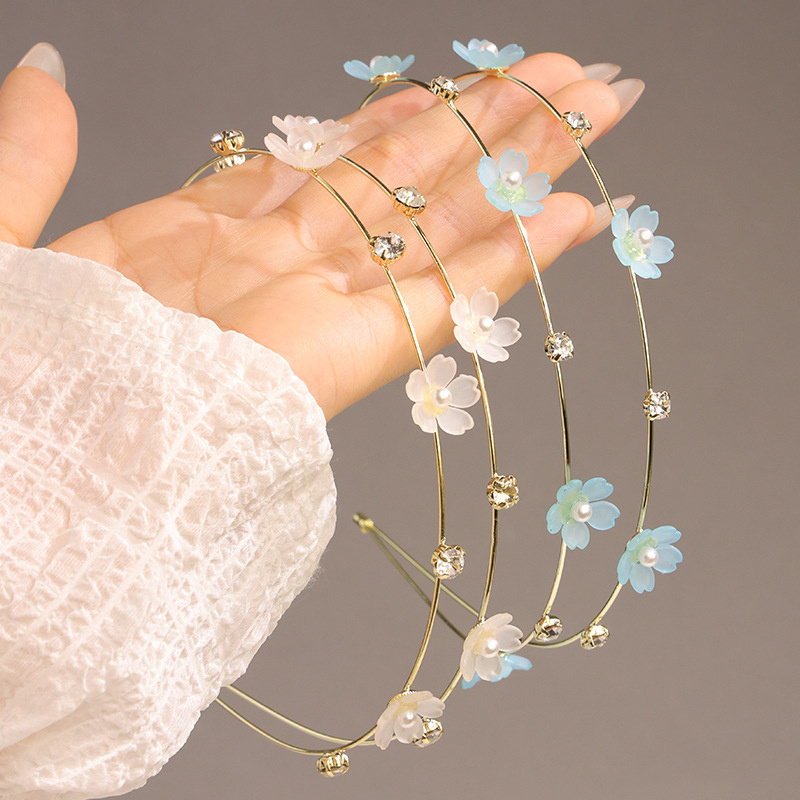 Z. Simple Double Layer Metal Hairbands Elegant Rhinestone Flower Headband Women Head Hoop Hair Styling Headwear Accessories