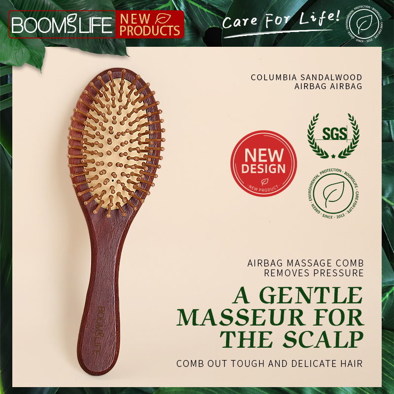 Black Wood Hair Brush Women Head Scalp Massage Detangling Hairbrush Wide Tooth Hair Comb Airbag Hair Loss Improve Scalp Tool