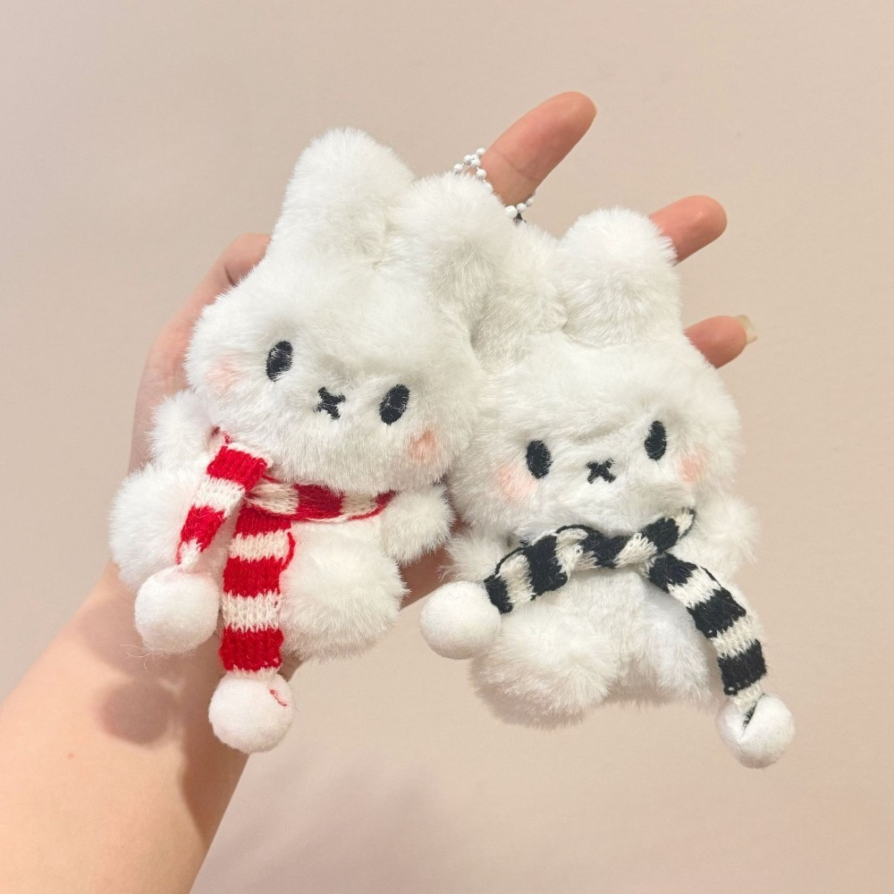 Kawaii Miffy Cute Striped Scarf Doll White Rabbit Bag Backpack Decoration Photo Doll Props Toy for Girl