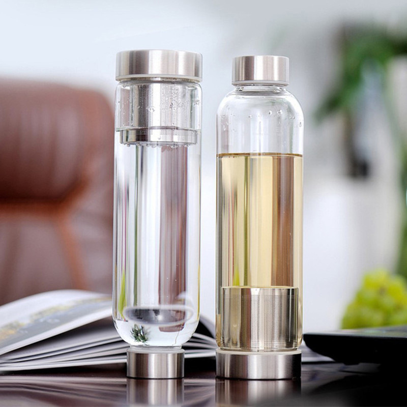 420/550ml Large Capacity Portable Glass Water Bottles Outdoor Sports Water Bottle Leak-proof Bike Climbing Drinkware