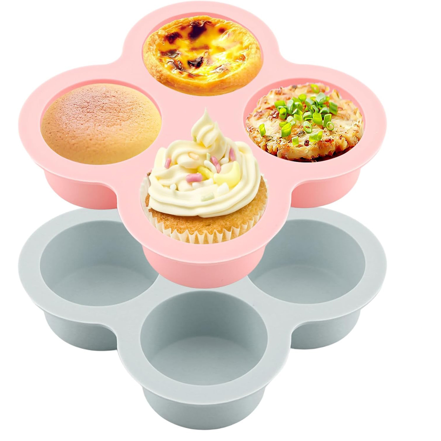 1PC Reusable Silicone Egg Mold Non-Stick Cupcake Molds Toaster Oven, Air Fryer Accessories for Baking