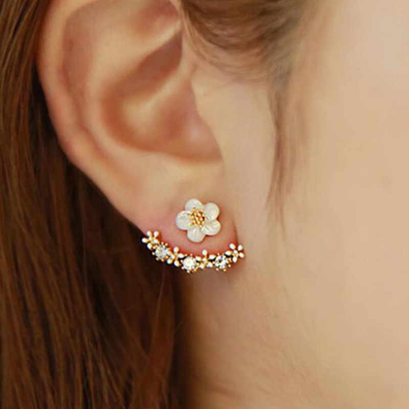EVISPOL New Fashion Flower Stud Earrings for Women Girls Lurxury Crystal CZ Cartilage Tragus Helix Piercing Jewlery Gift