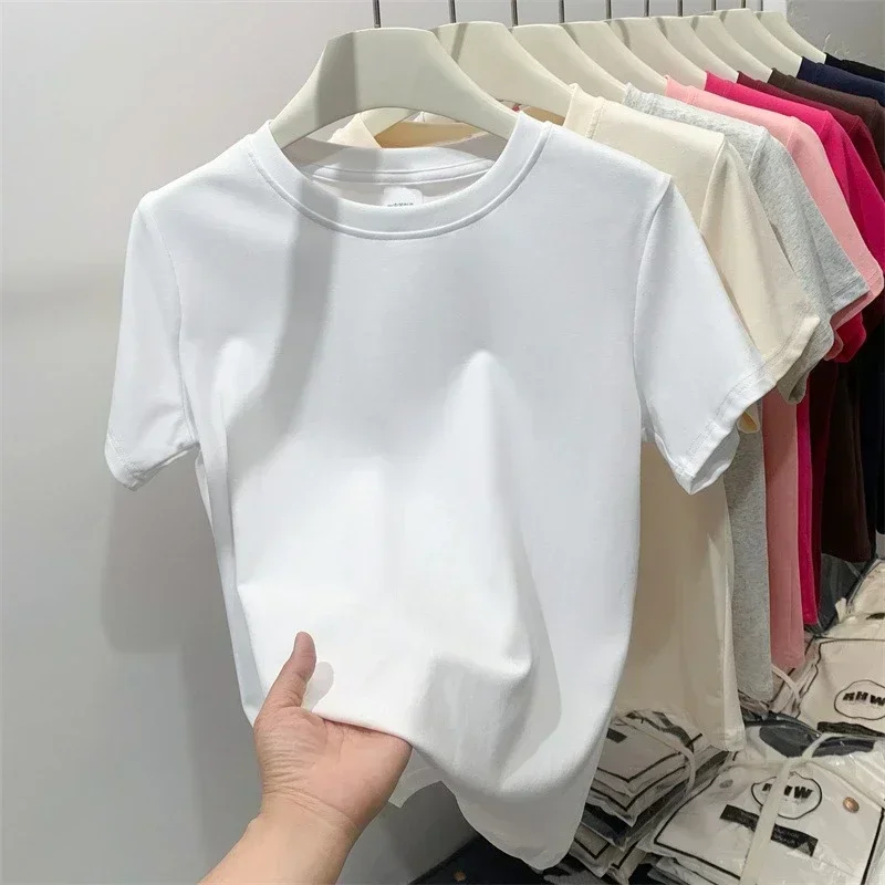 2026 Plus Size Summer T Shirts For Women High Quality Solid Casual Female Korean Streetwear Unisex Basic Solid Young Cool Tops