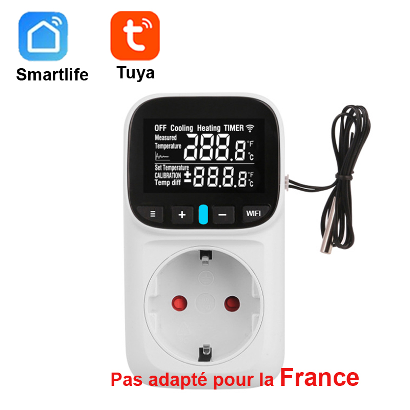 Smart Wifi Digital Thermostat Socket 16A EU Plug App Remote Temperature Heating Cooling Control For Home Alexa Tuya