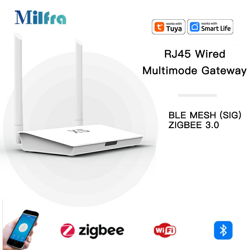 Milfra Tuya Zigbee 3.0 Hub Dual Gateway With Enhanced Strong Signal Bridge Wired Repeater Mesh Hub Works with Alexa