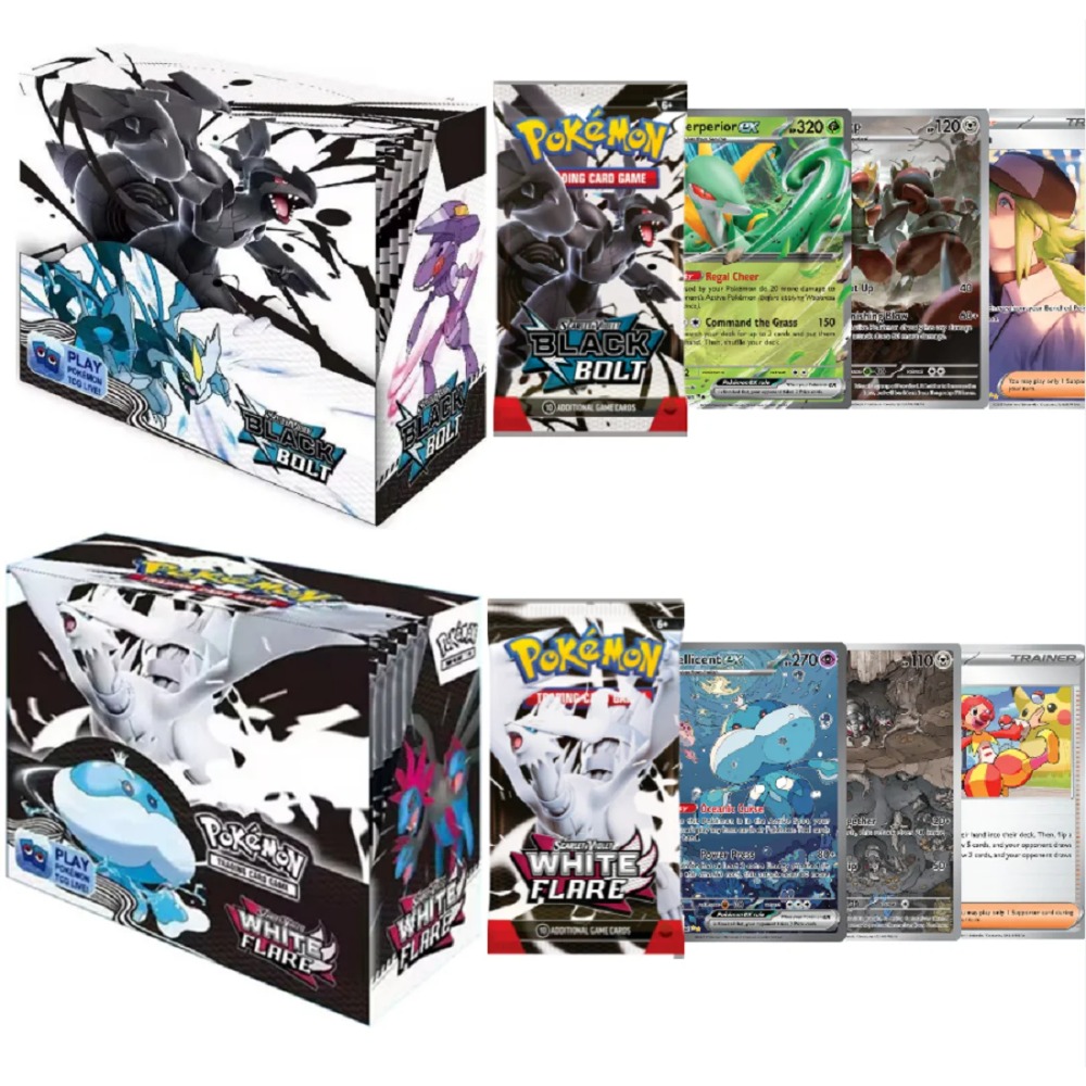 NEW 360PCS Pokemon Card White Flare Black Bolt Prismatic SPARKS Scarlet Violet 151 English Booster Battle Transaction Gift