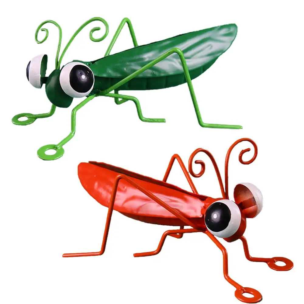 1pc Colorful Cute Garden Art Metal Sculpture Locust Grasshopper Ornament Outdoor Wall Art Garden Statues