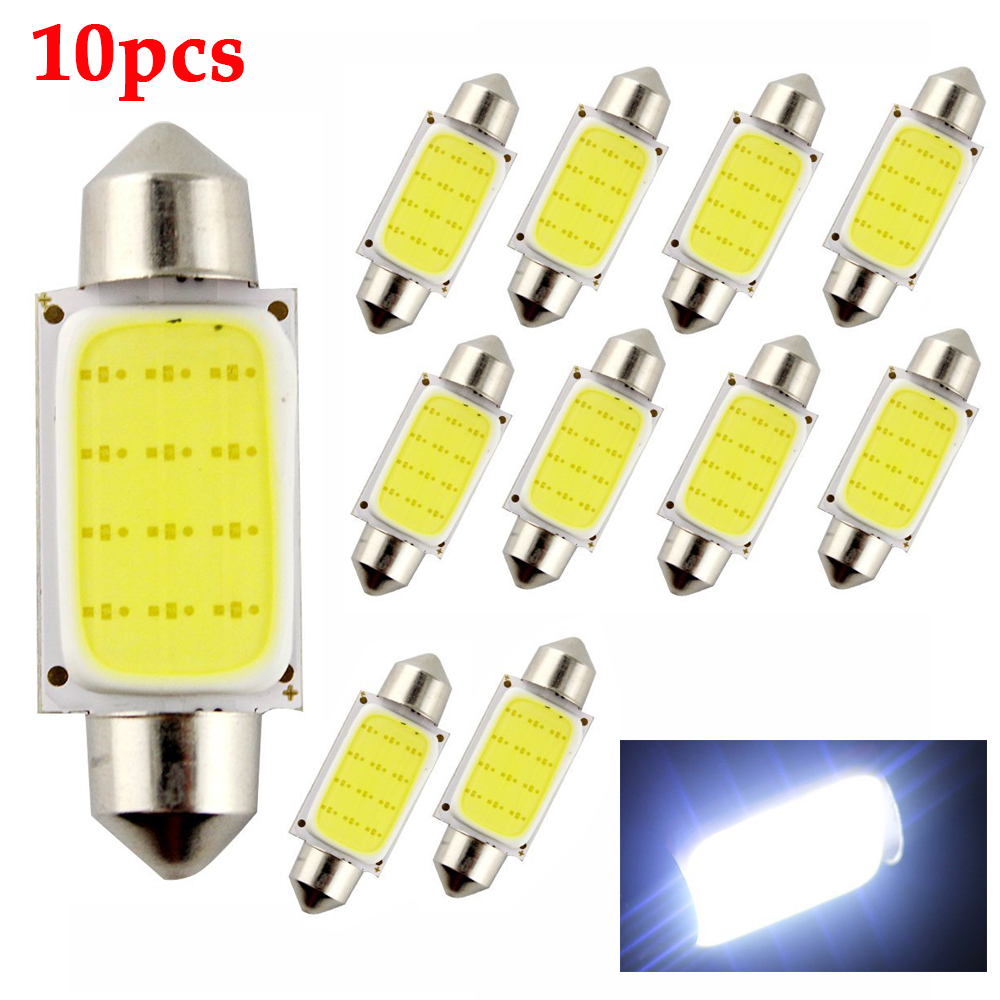 10Pcs/Lot COB C5W LED Bulbs 31mm 36mm 39mm 41mm SMD Signal Lamp Canbus Bulb Auto Interior Reading Dome Light 12Smd 6500K