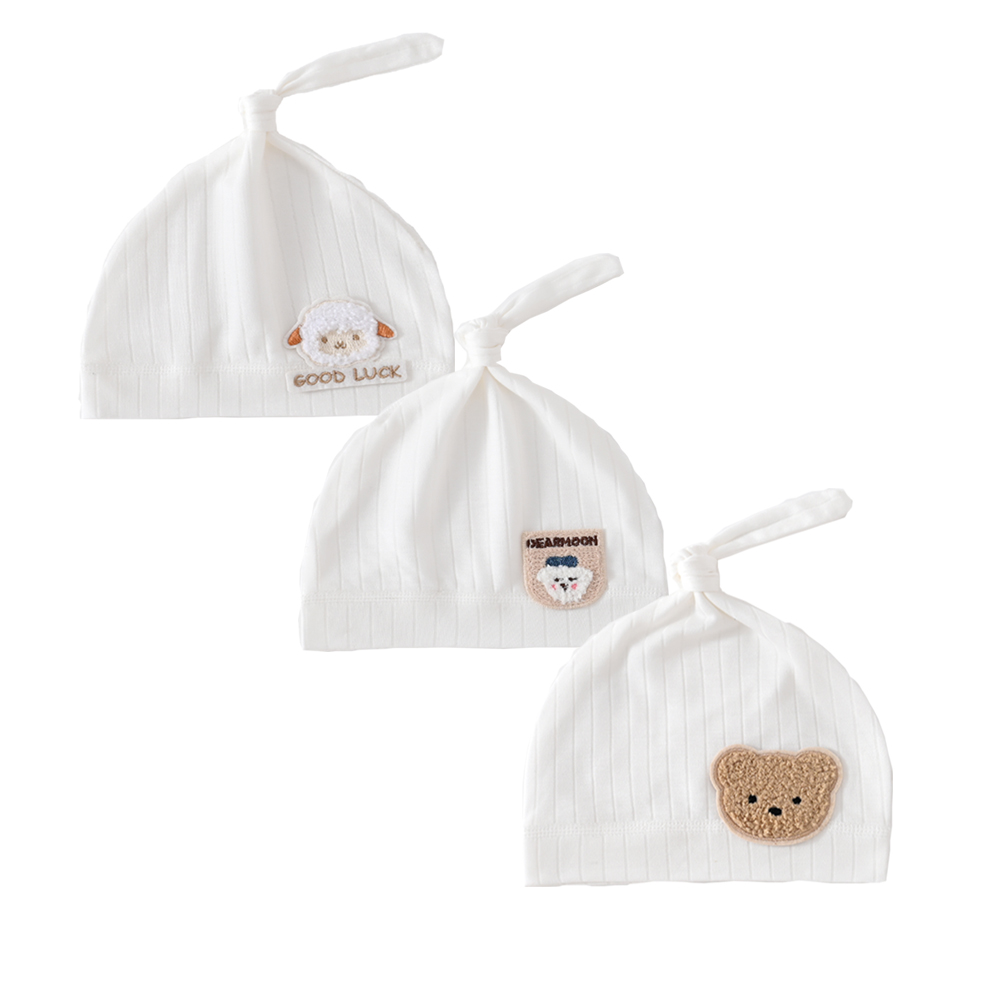 Somenie 3Pcs Newborn Baby Hat for Girl&Boys Clothing Accessories Baby Cute Cartoon Top Hat 0-3M Boneless Hat for Four seasons