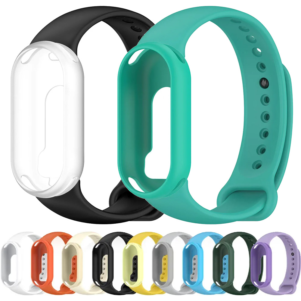 Soft Case+Silicone Strap Kit For Band 10 9 8 Screen Anti-fall Protective Shell For Mi Band 10 9 Sports Bracelet Wristband