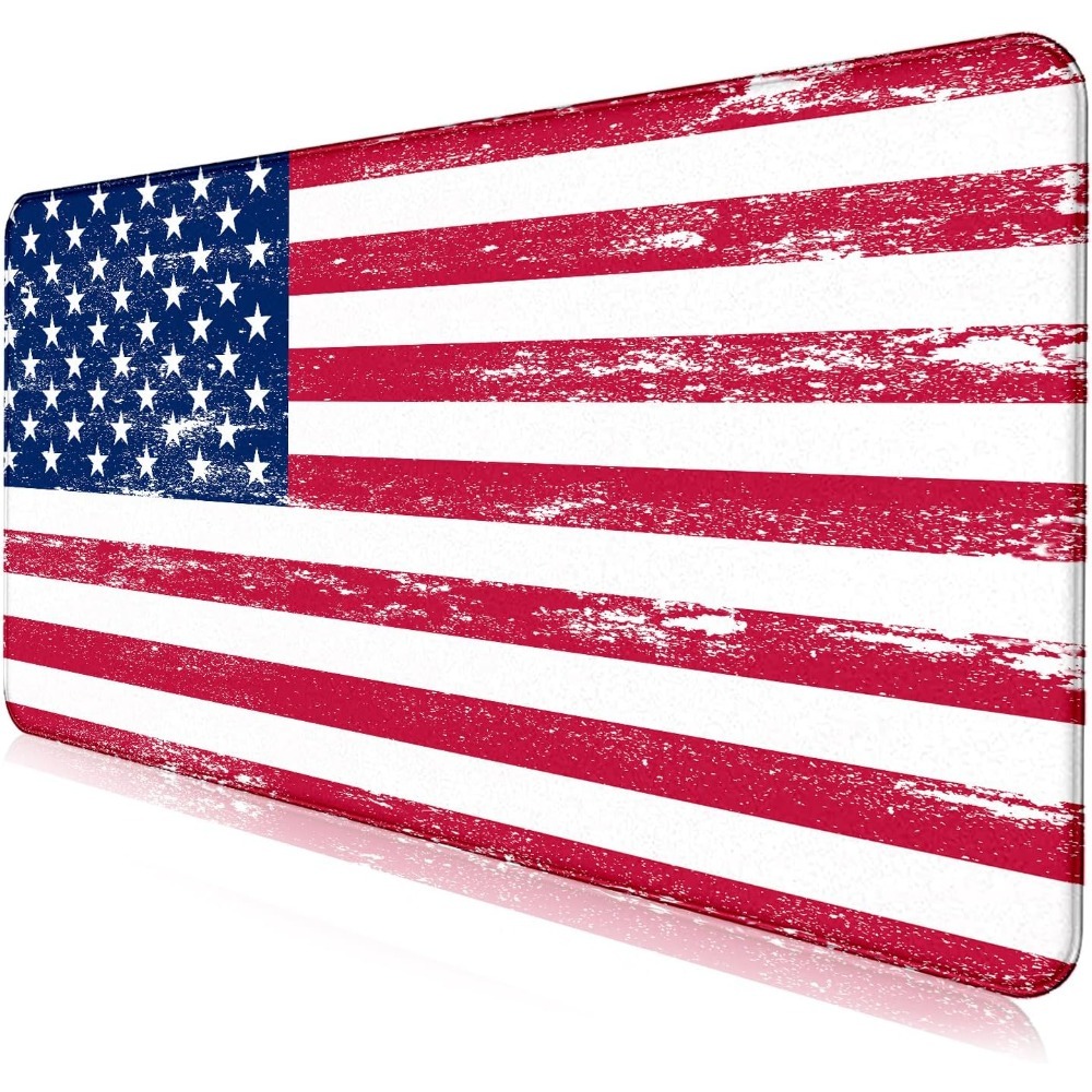 American Flag XXL Extended Mouse Pad 35.4x15.7x0.12in Waterproof Non-Slip Stitching Edge Desk Mat for Gaming Office Home