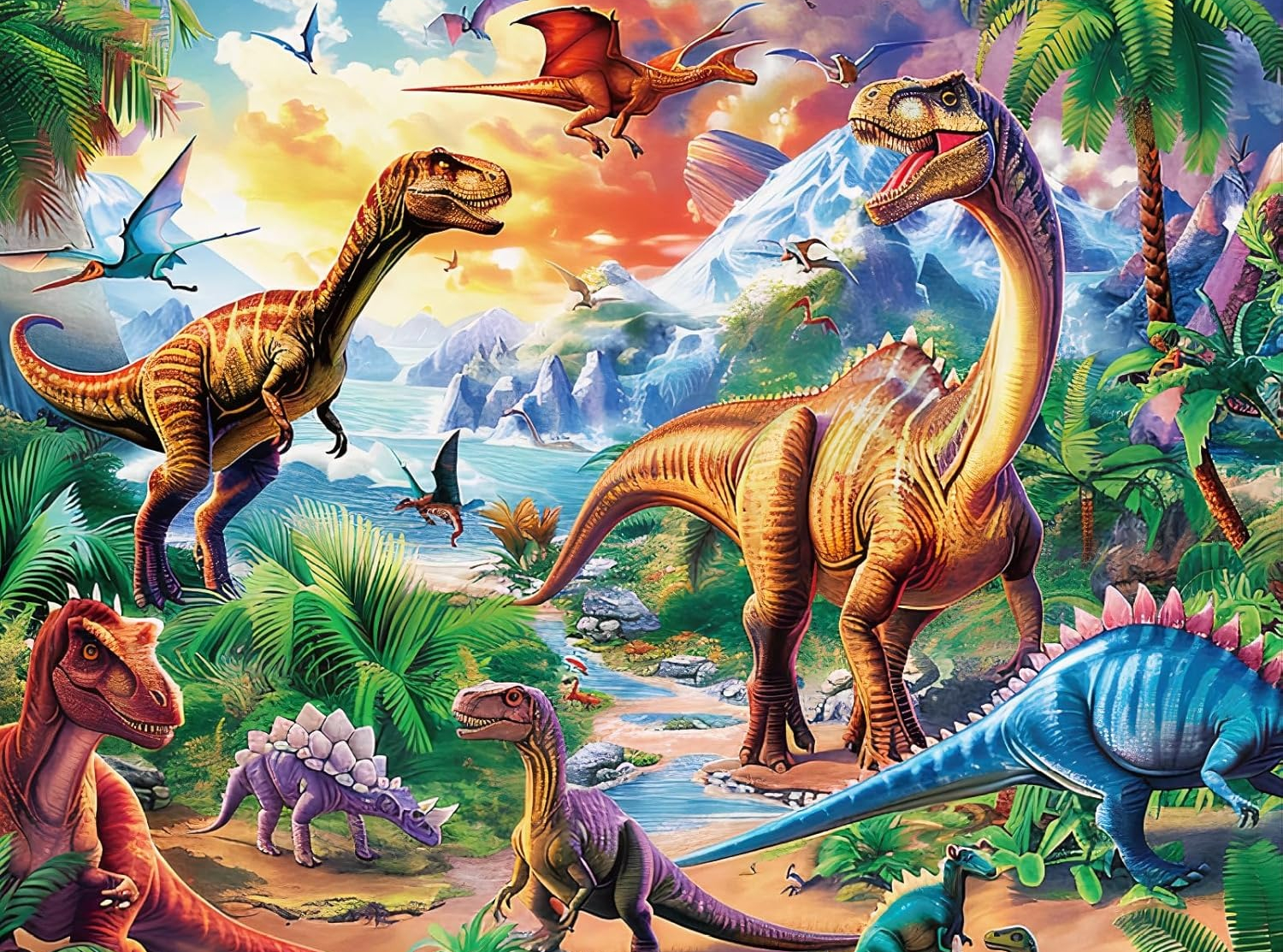 Dinosaur Landscape Puzzles Wooden Jigsaw Puzzles 120/300/500/1000 Pieces Unique Educational Toys for Adults/Kids Birthday