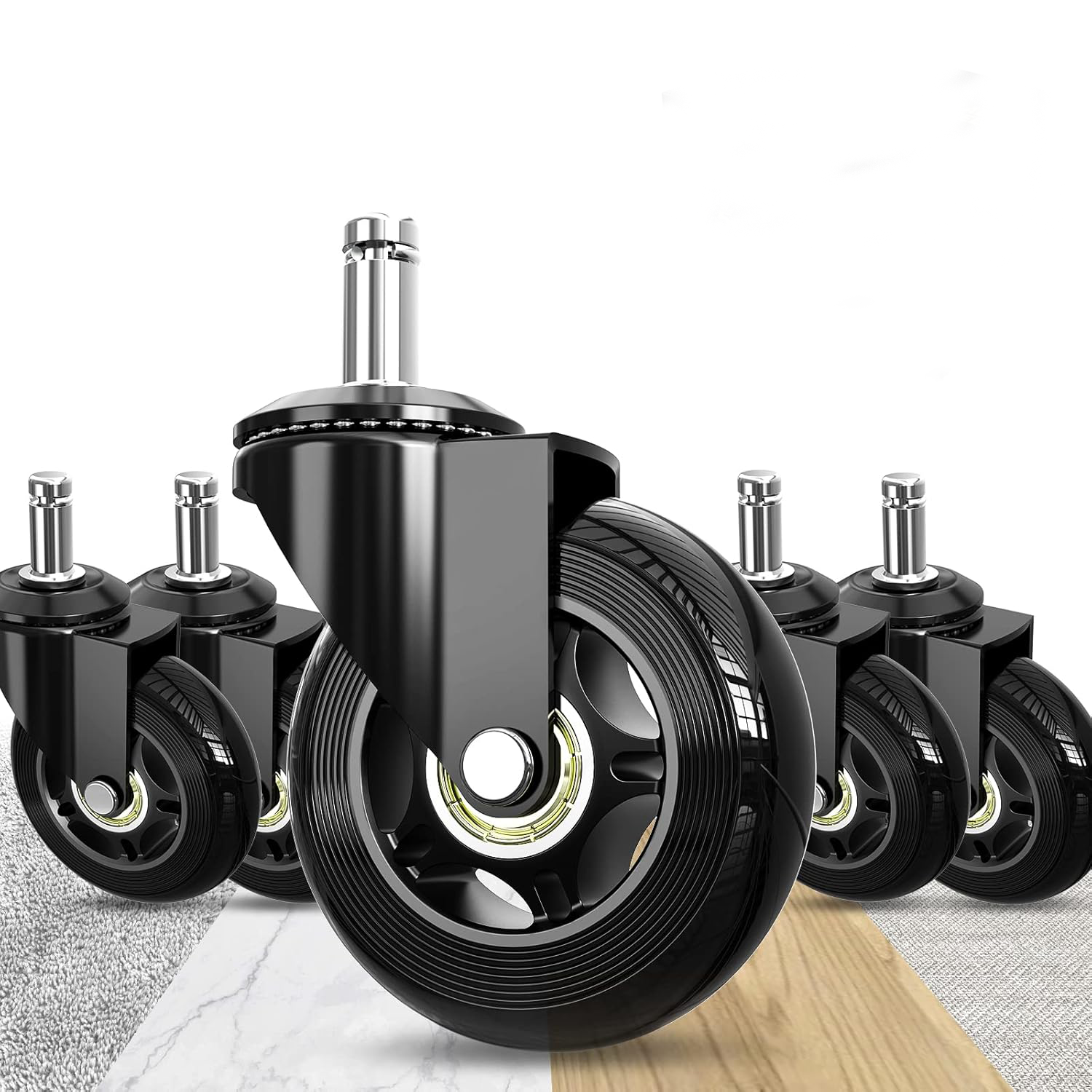 5PCS Office Chair Caster Wheels 3 Inch Swivel Caster Wheels Replacement Soft Safe Rollers Furniture Hardware