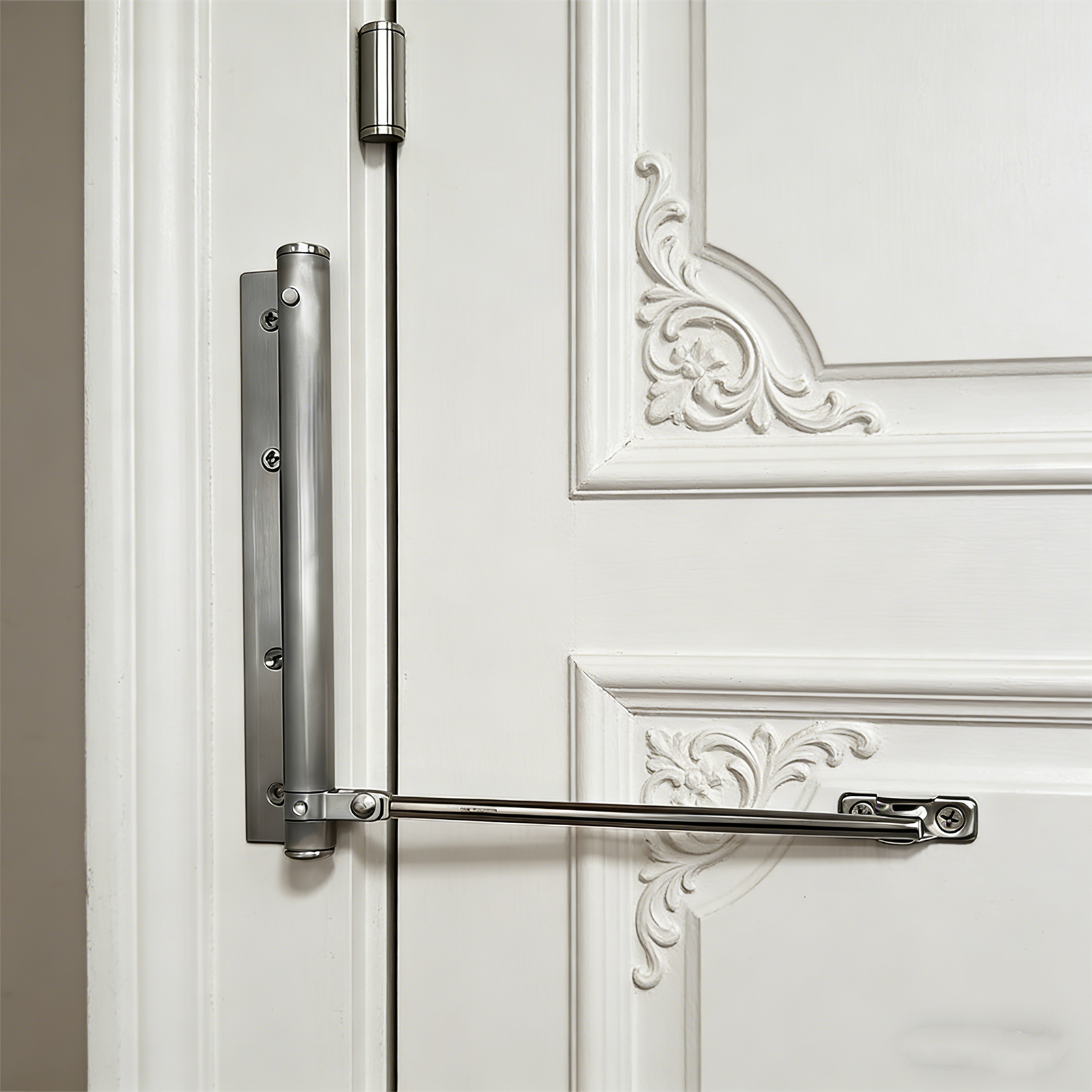 Automatic Door Closer for Lightweight Door,Angle Spring Self Closing Hinges,Stainless Steel Soft Close Auto Top Latches with Arm