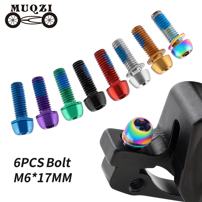 MUQZI 6pcs Bike M6x17mm Crank Arm Fixing Bolts Bicycle Disc Brake Caliper Bolts MTB Stem Screws
