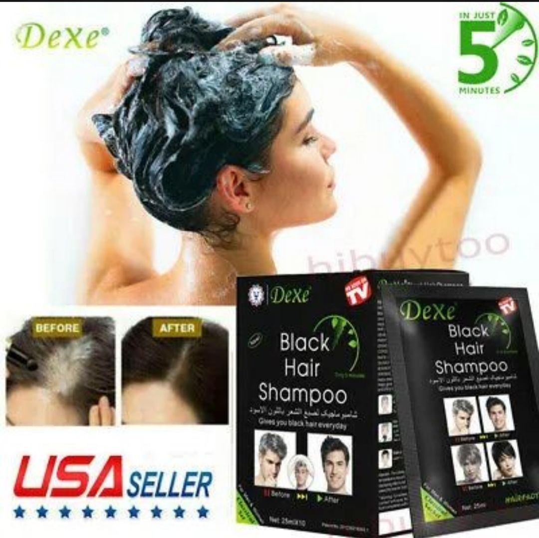 Magic Instant Hair 10 Pcs Dexe Black Hair Shampoo,5 Minutes Easy to Use
