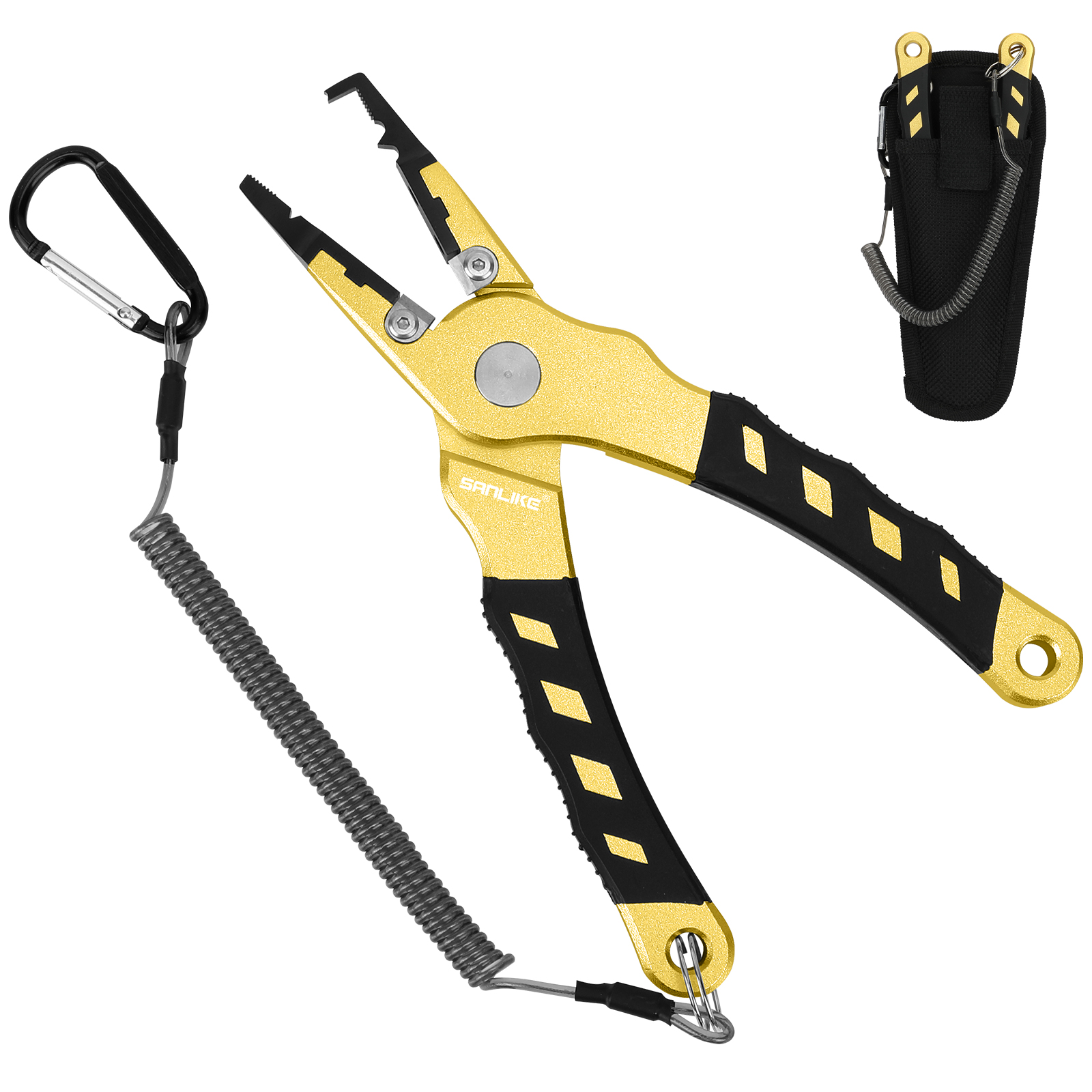 SANLIKE Rust-Proof Aluminum Alloy Fishing Pliers Multifunctional Handle Hook Remover Fish Line Scissors All-in-One Fishing Tool