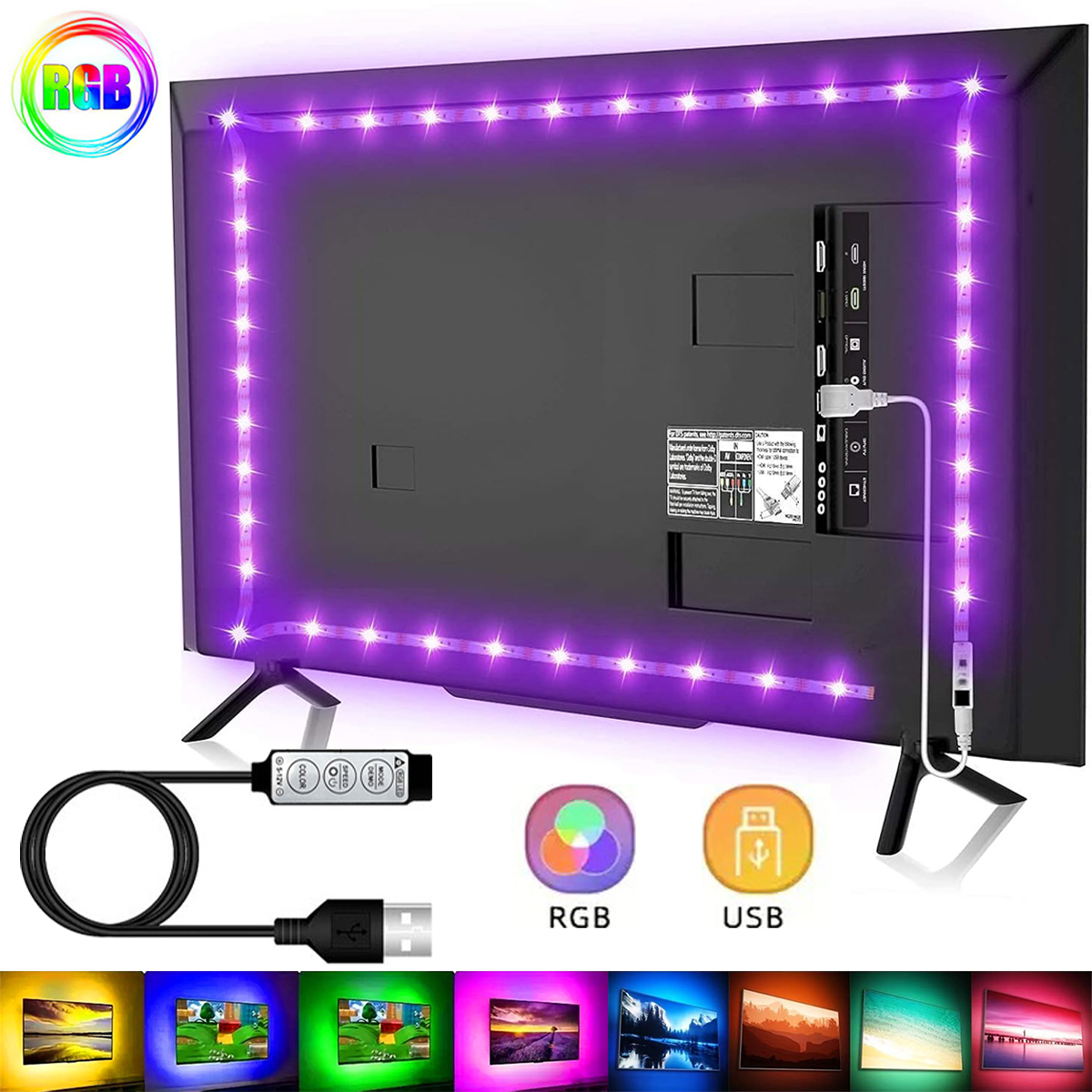 Multi-Length RGB LED Strip Lights 3-Key Remote Control for Home Party TV Backlight Bedroom Wall Decor 1m 3m 5m 10m 20m 30m 40m
