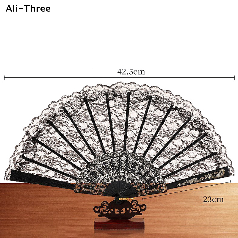 1Pcs Vintage Style Lace Folding Fan Chinese Japanese Pattern Art Craft Gift Decor