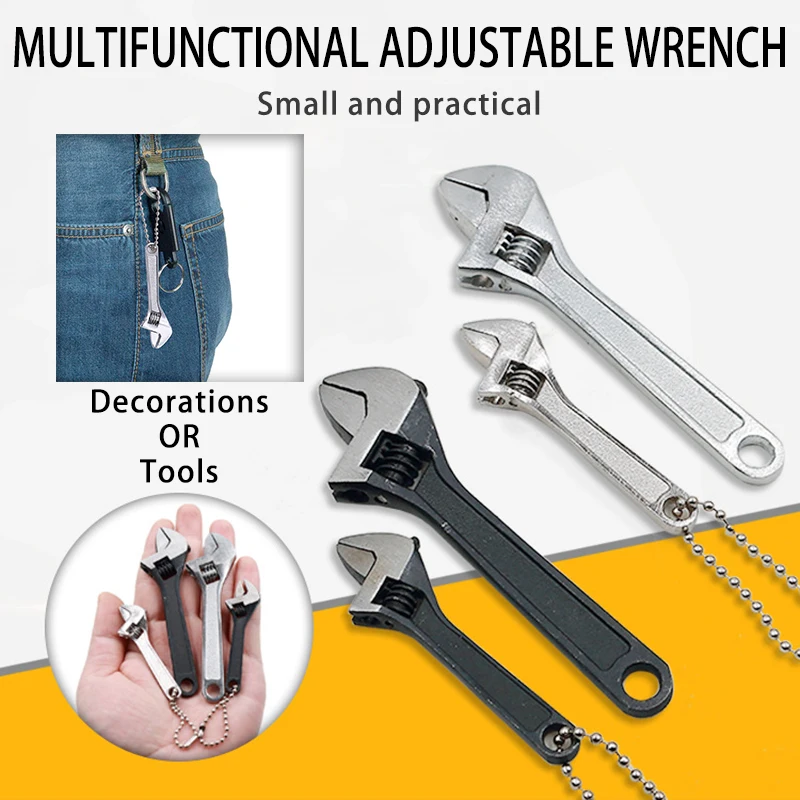2.5/4 Inch Mini Adjustable Spanner Open-End Wrench Tools Small Wrench Portable Key Tool Set Can Be Carried With You