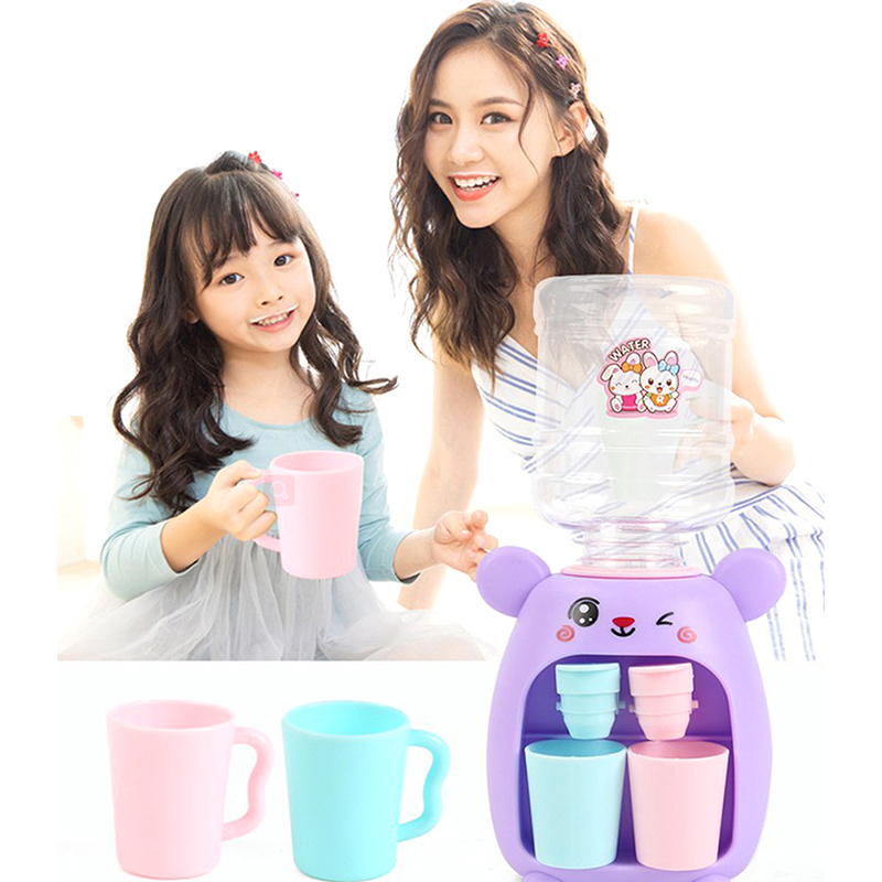 1pc Mini Water Dispenser Drinking Fountain Kitchen Toy For Children Children Cartoon Water Juice Milk Drinking Fountain Toy