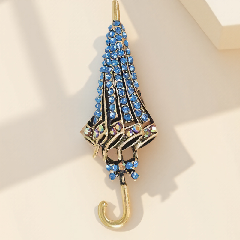 Fashion Cartoon Cute Alloy Trend Rhinestone Drip Oil Umbrella Brooch