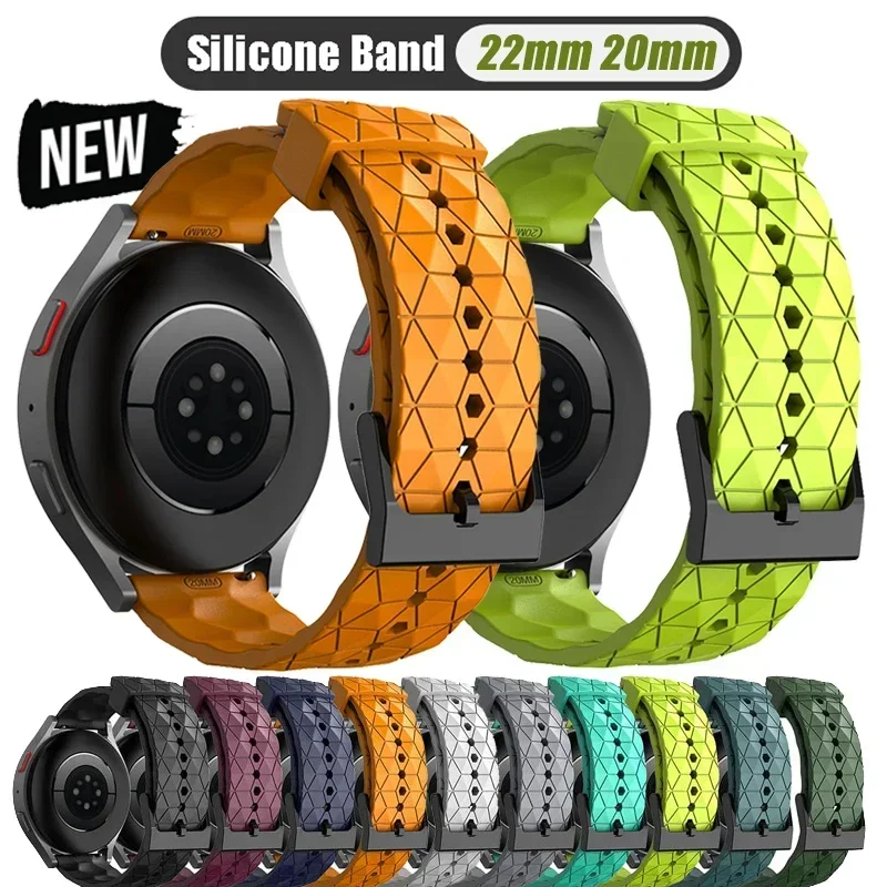 20mm 22mm Football Sport Silicone Strap for Watch 6 5 Pro 4 44 40mm Classic 42mm 46mm Band for GT 2/3/4