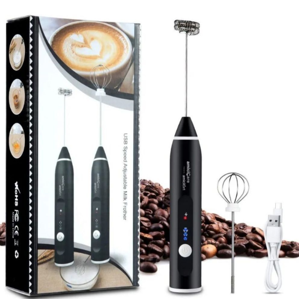 USB Rechargeable 3 Modes Adjustable Milk Frother Coffee And Egg Beater
