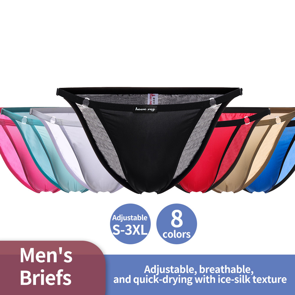 Quick-Dry Breathable Cool Silk Men's Briefs - Adjustable Sizes from S to 3XL for Casual & Sports Daily Wear