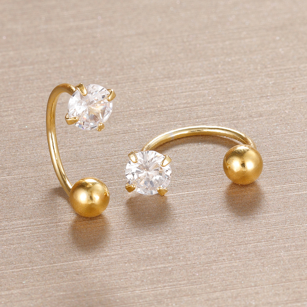 Classic 2PCS Gold Color Zircon Screw Ball Various Shapes Pendant Earring For Women Tragus Cartilage Earrings Statement Jewelry