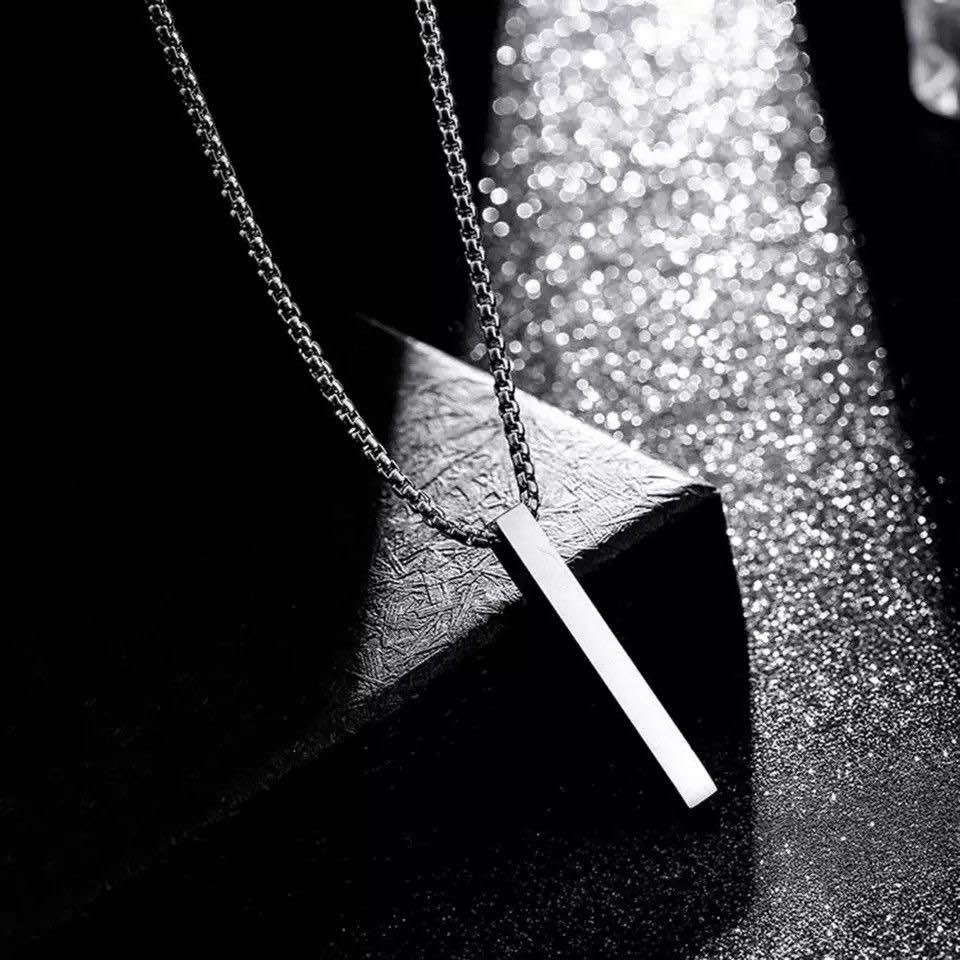 Ring Nepal Vertical Bar Stainless Simple Pendent With Chain