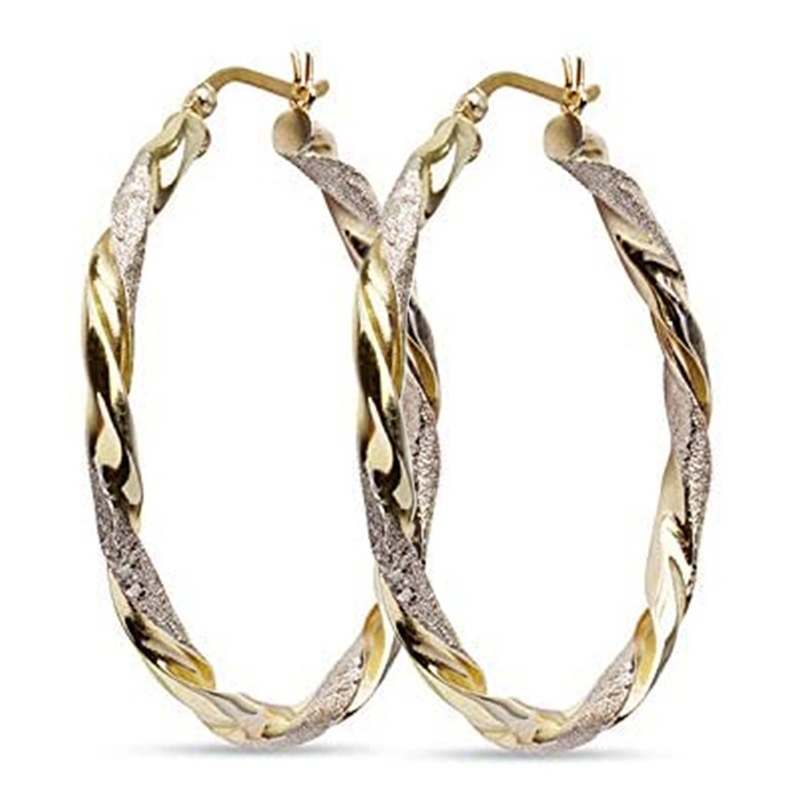 Huitan Gold Color Twist Shaped Hoop Earrings for Women Simple Stylish Ear Loop Earrings Fancy Party Statement Jewelry